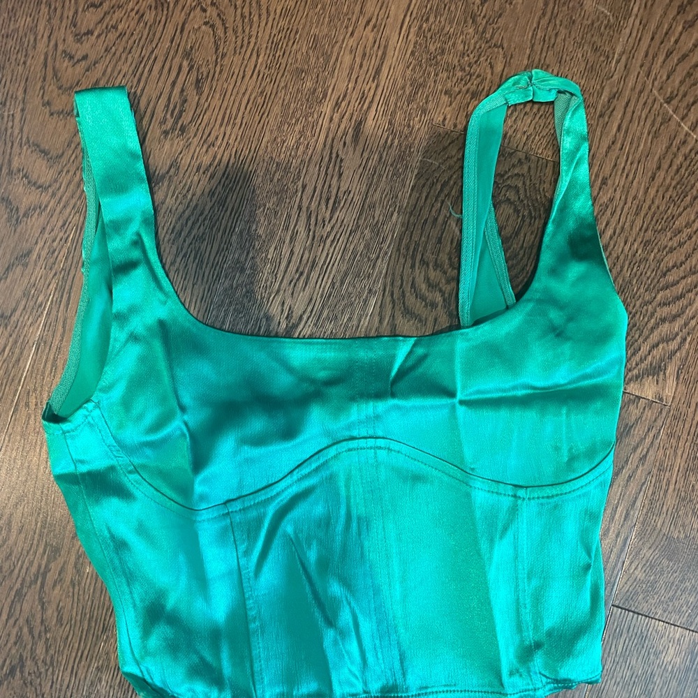 Emerald green satin corset from ZARA, size S
